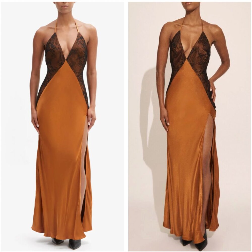 Bardot Estrella Halter Maxi Dress in Toffee